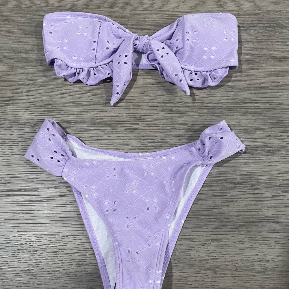 SHEIN Purple Cutout Detail Two-Piece Swimsuit